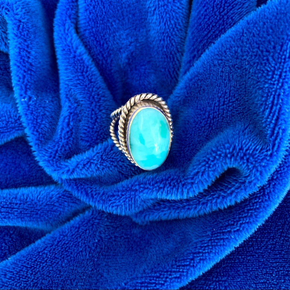 Larimar and sterling ring